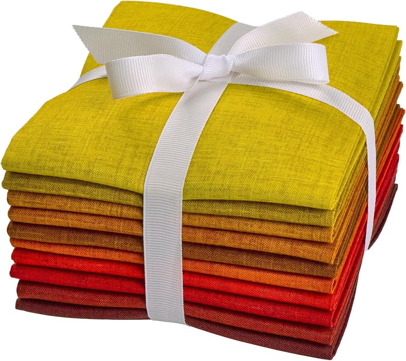 craftido - 11 Options Solids with Tweed Tonals - Assorted Color Cotton Quilting Fabric Bundles 10pcs Fat Quarters 18"x21" - Medium Weight 5.2oz - for Quilting, Sewing and Crafts - Autumn Hues - Image 1